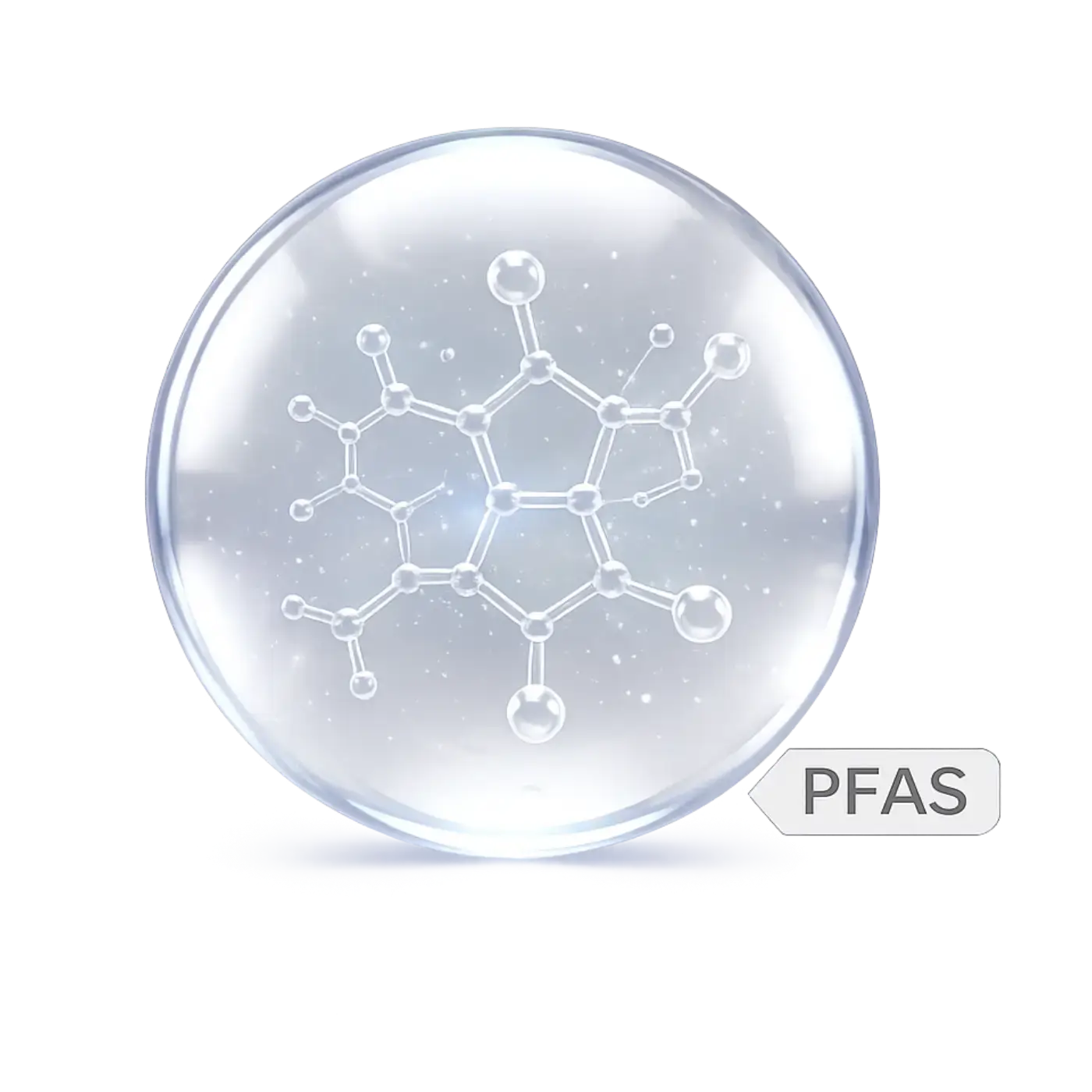 Chemische 3D Struktur von PFAS im Trinkwasser