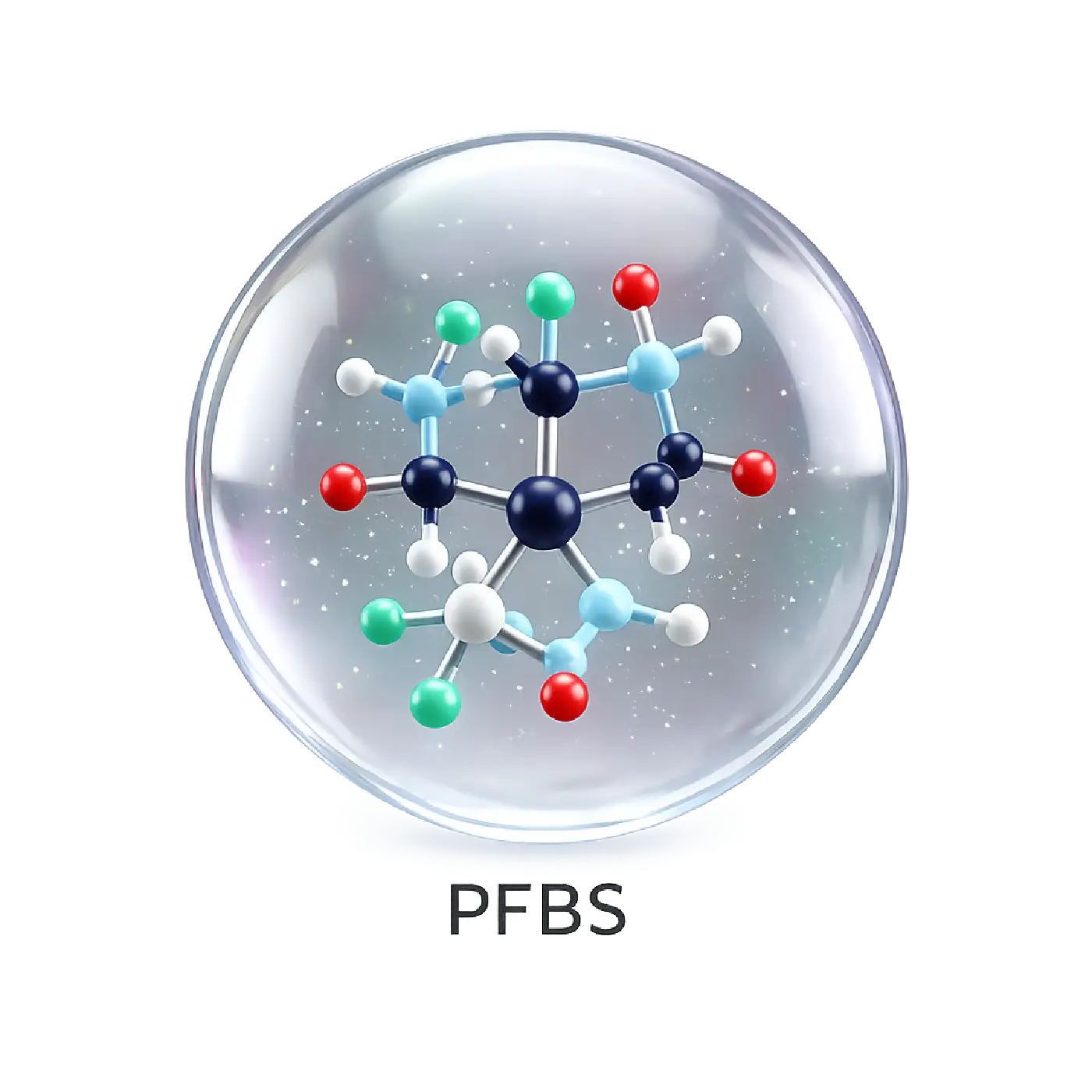 Chemische 3D Struktur von PFBS im Trinkwasser