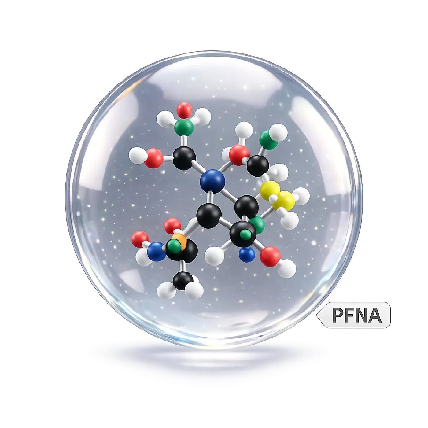 Chemische 3D Struktur von PFNA im Trinkwasser